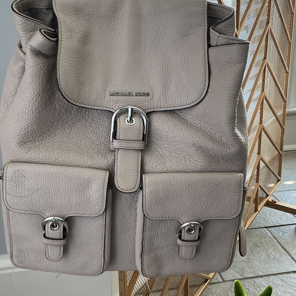 Michael Kors Pebbled Leather Backpack — Light Taupe